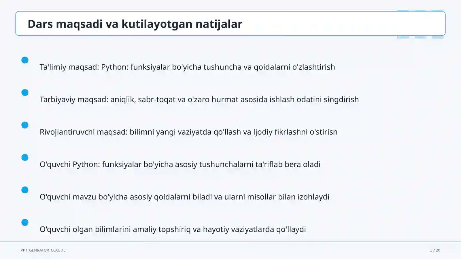 Python: funksiyalar (9-sinf) 3