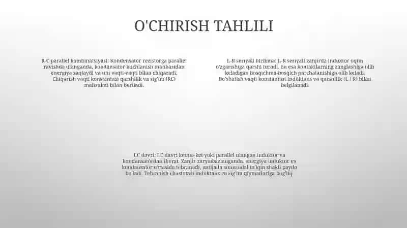 Kondensatorni R,L Zanjiri BoʻYicha Zaryadsizlanishi 3