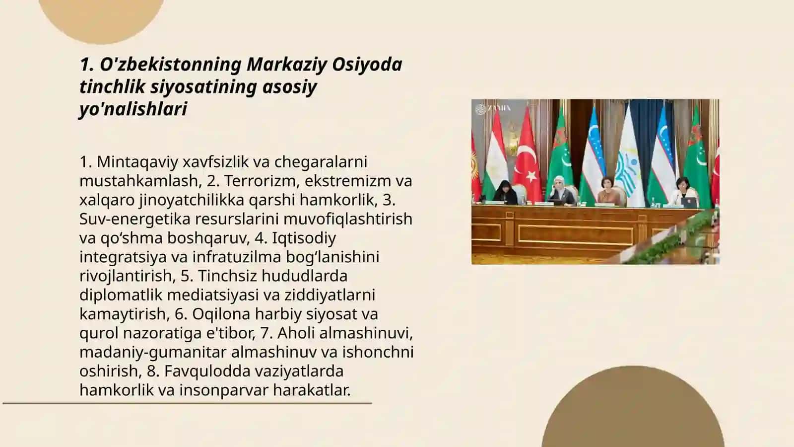 O'zbekistonning Markaziy Osiyoda tinchlik siyosati 3