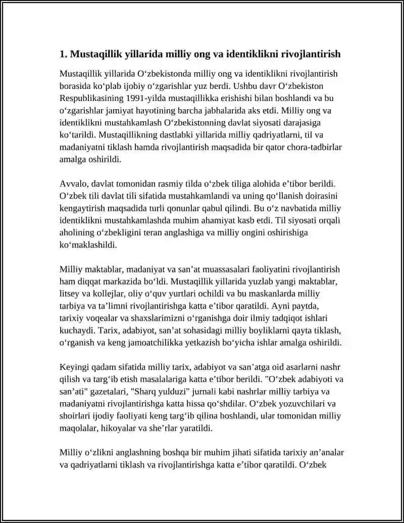 MUSTAQILLIK YILLARIDA OʻZBEKISTONDAGI MA'NAVIY VA MADANIY TARAQQIYOTI 3