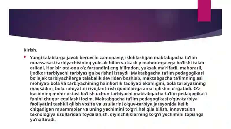 O`zbekistonda ijtimoiy maktabgacha ta’limning vujudga kelishi va taraqqiyot bosqichlari.“Maktabgacha ta’lim-tarbiyani tashkil etish” fanidan 3