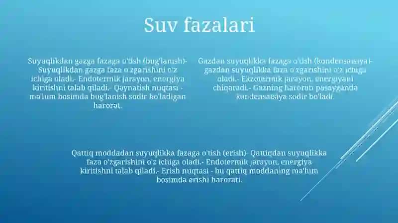 Suv BugʻI Holatining OʻZgarishidagi Asosiy Termodinamik Jarayonlar 3