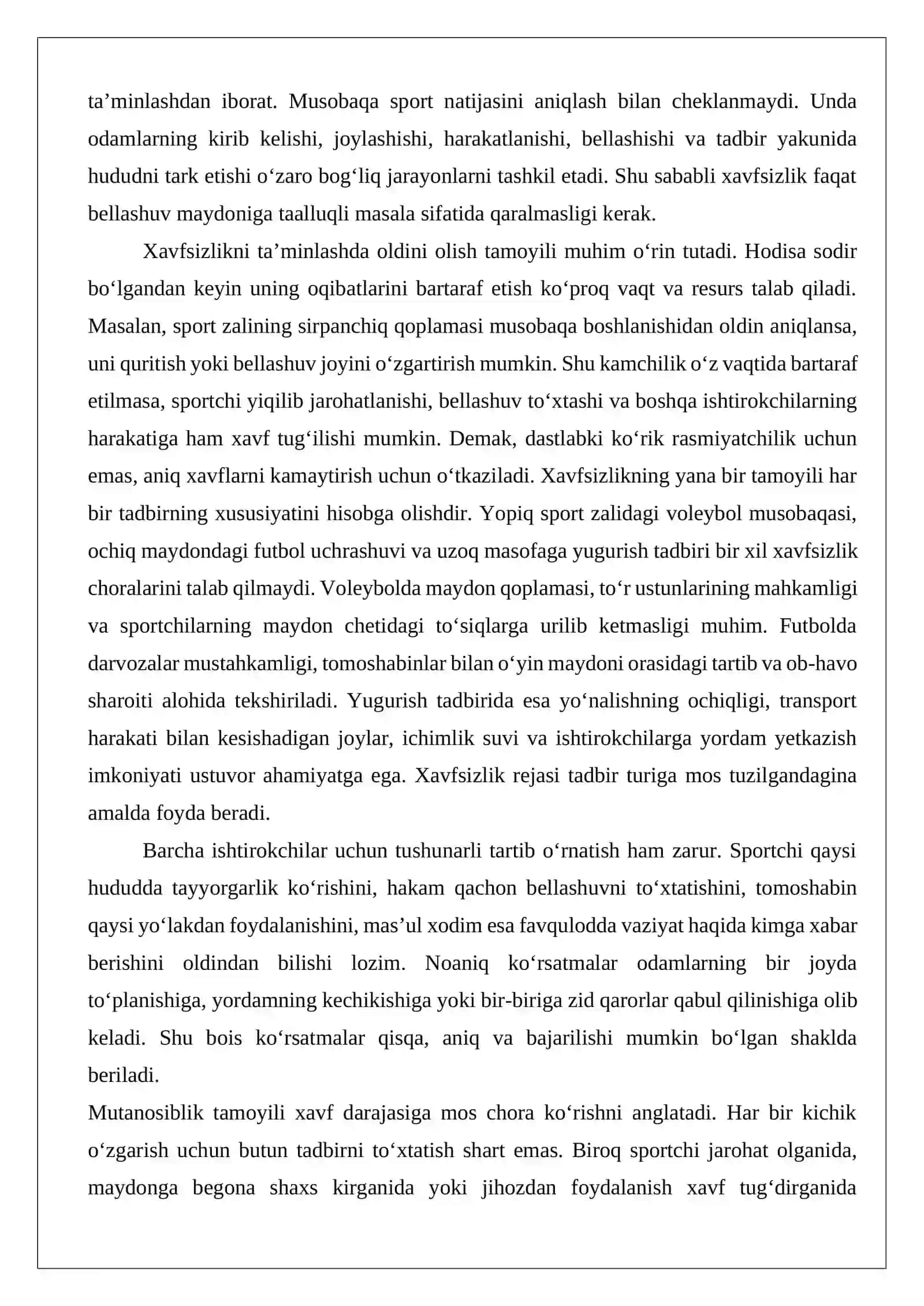 Sport tadbirlarida xavfsizlik qoidalarini ta’minlash 3