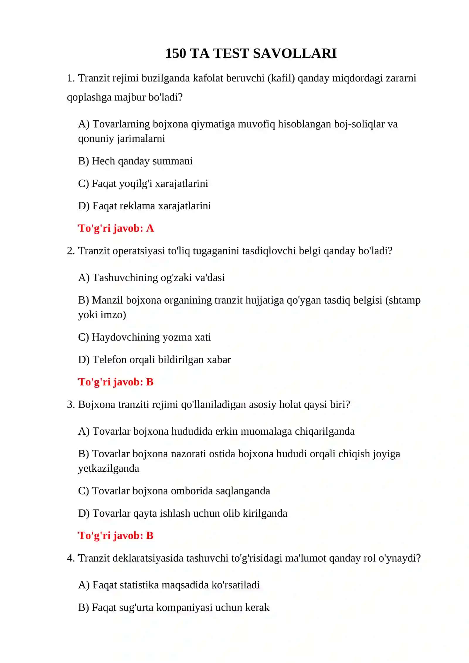 TRANZIT TOVARLARI TESTLARI 3