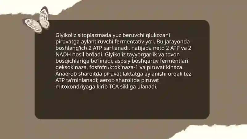 Metabolizm jarayonida energiya hosil bo'lishi va sarflanishi 3
