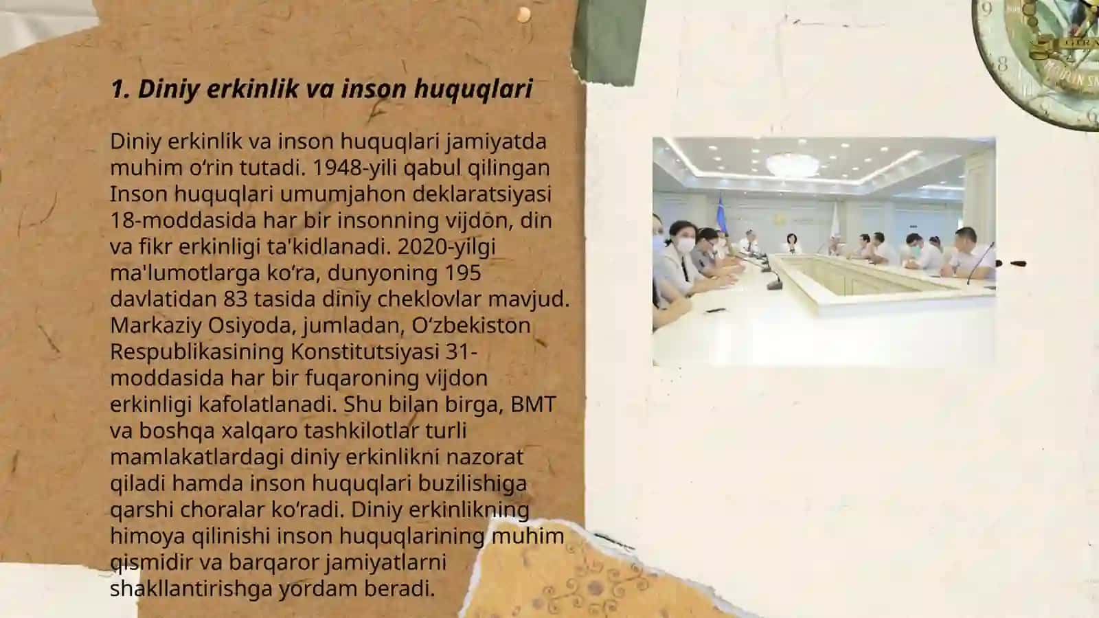 Vijdon erkinligi va diniy tashkilotlar toʻgʻrisidagi qonuni yaratish 3
