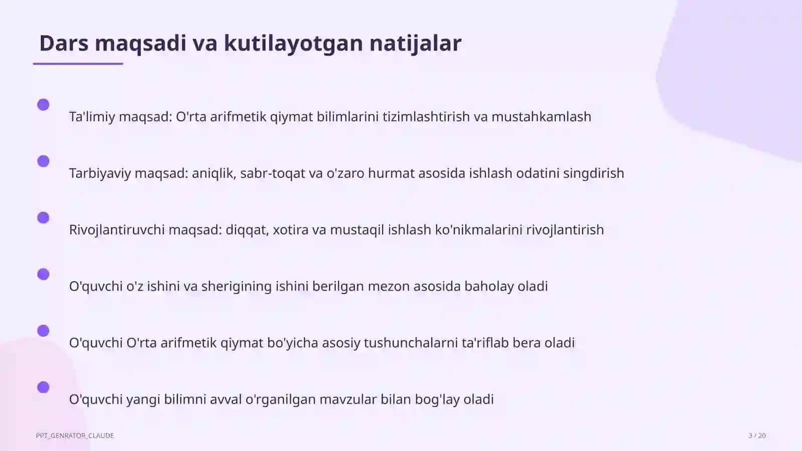 O'rta arifmetik qiymat (5-sinf) 3