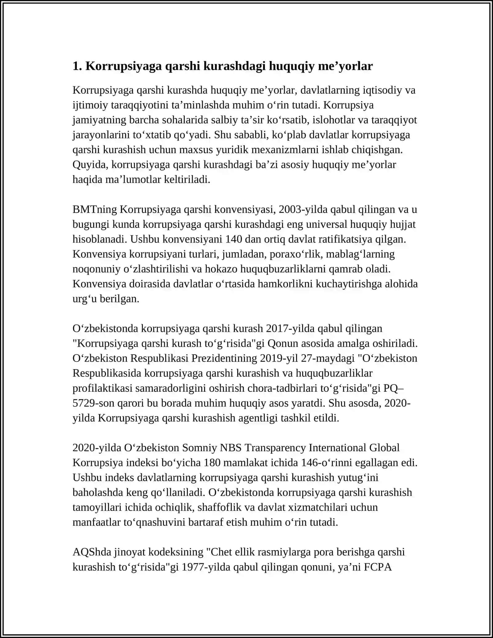 OʻZBEKISTONDA KORRUPSIYAGA QARSHI KURASH MEXANIZMLARI 3