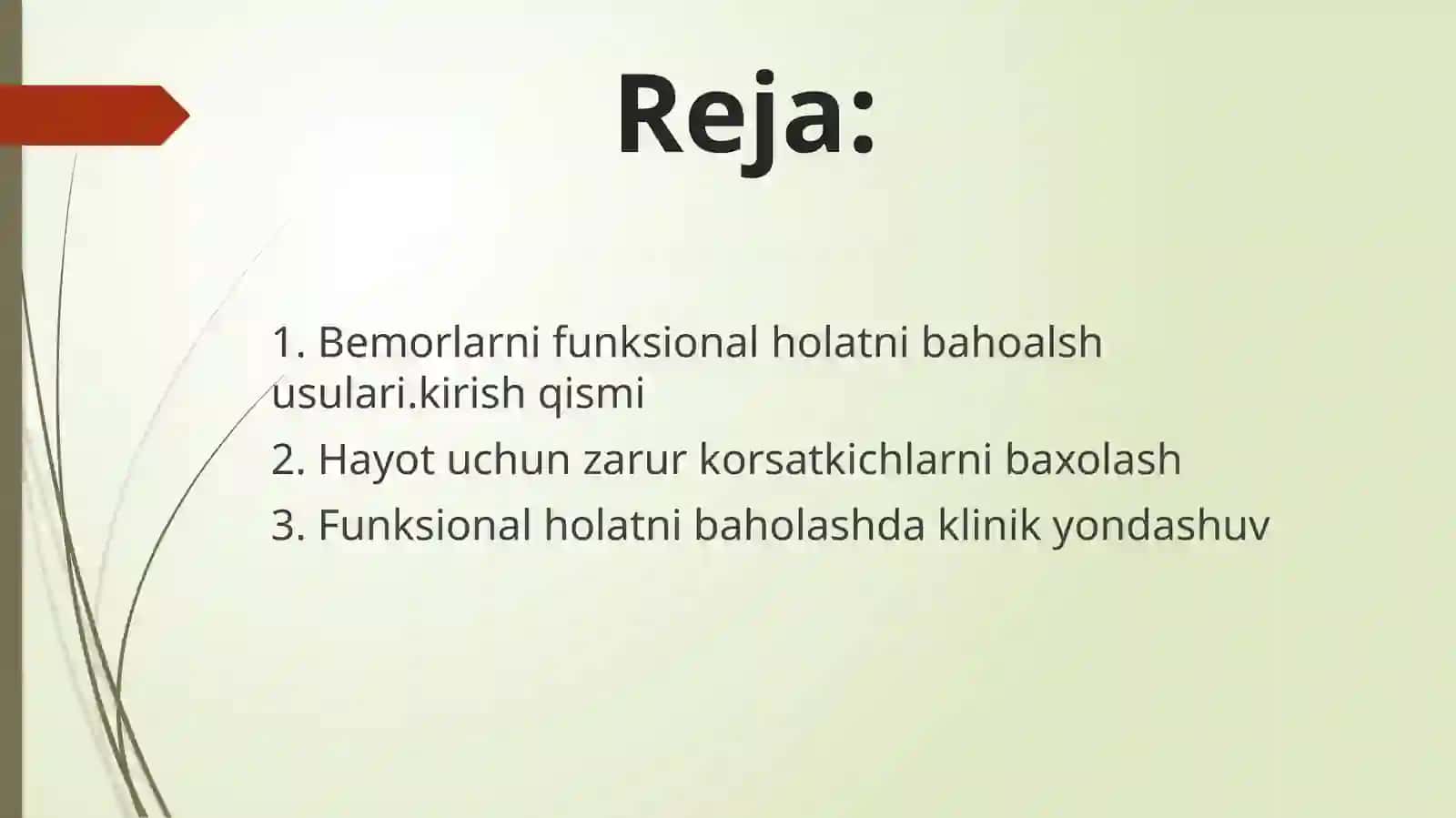 Bemorlarnifunksionalholatnibaholashvahayotuchunzarurkorsatkichlarnibaholash 3