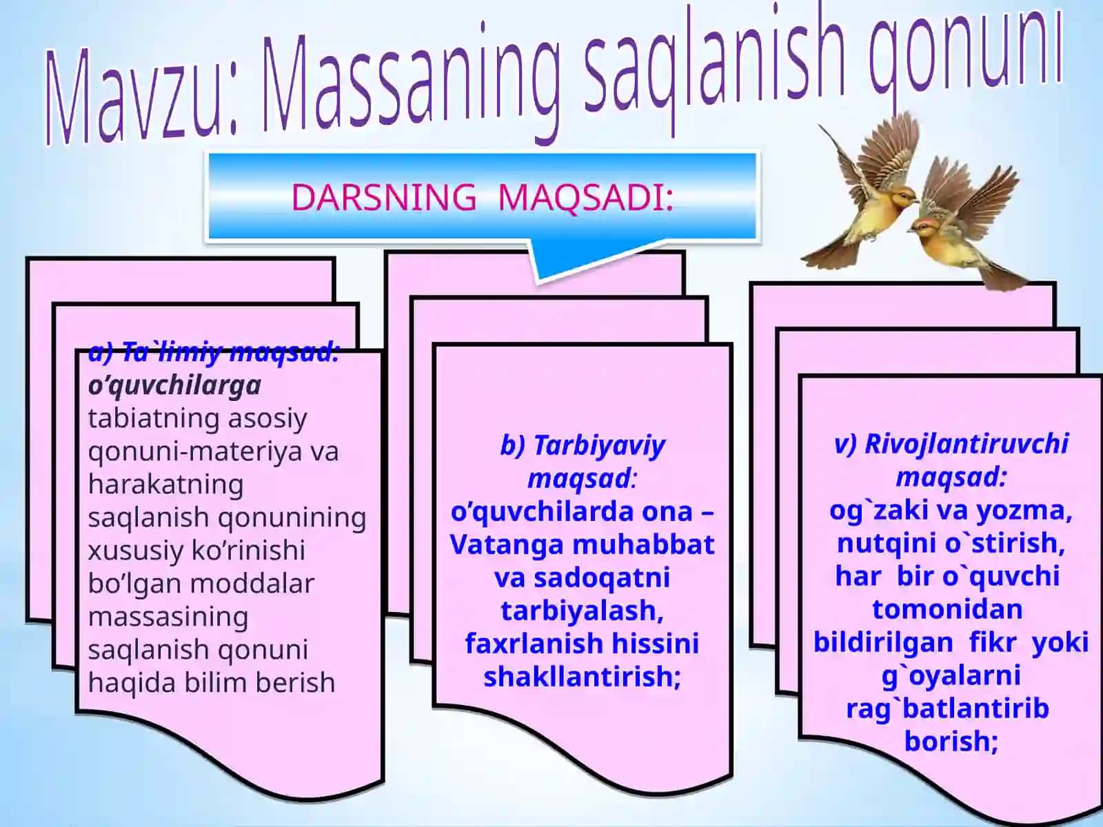 Massaningsaqlanish qonuni 3