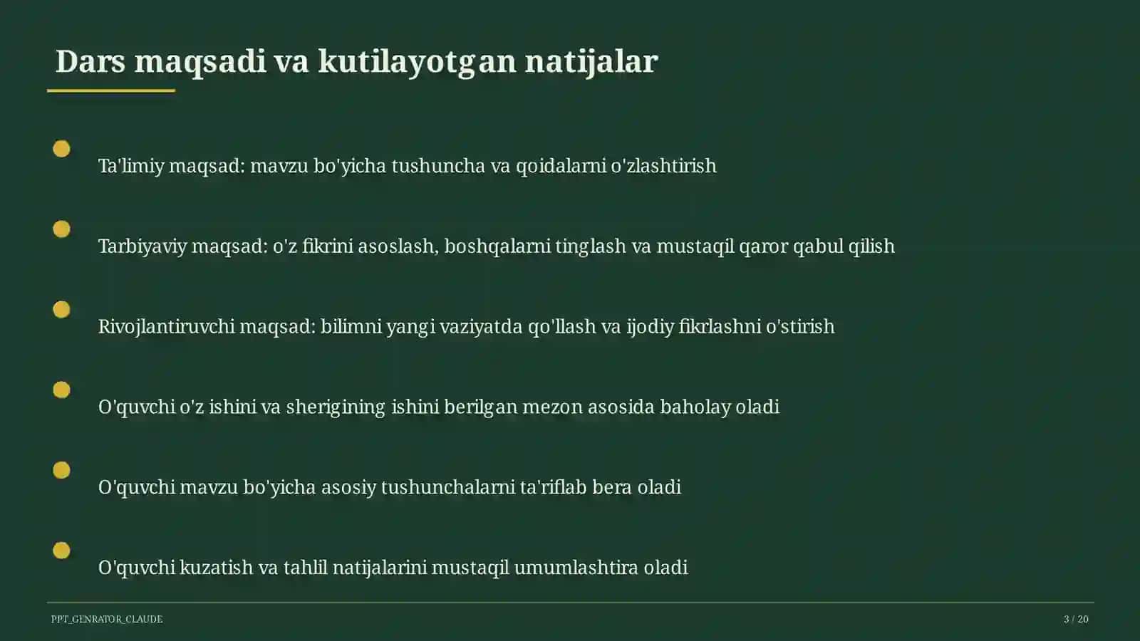 Huquq va iqtisodiyot asoslari (9– 11) — ochiq dars uchun 3