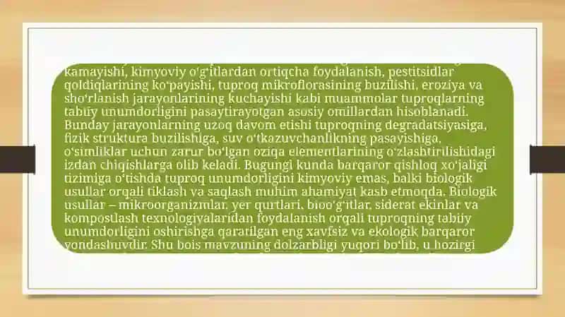TUPROQ UNUMDORLIGINI SAQLASHDA BIOLOGIK USULLAR 3