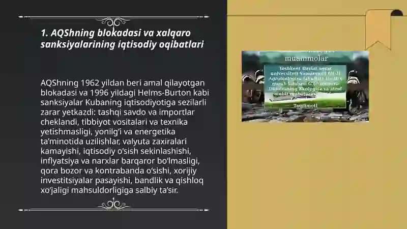 AQShning blokadasi va xalqaro sanksiyalarining iqtisodiy oqibatlari 3