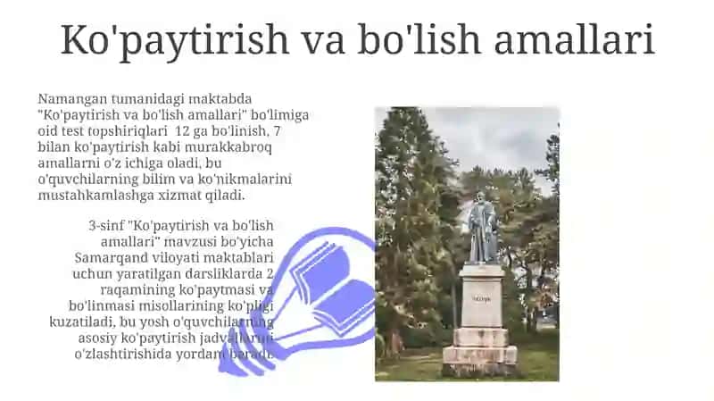 3-sinf Ko'paytirish va bo'lish amallari 3