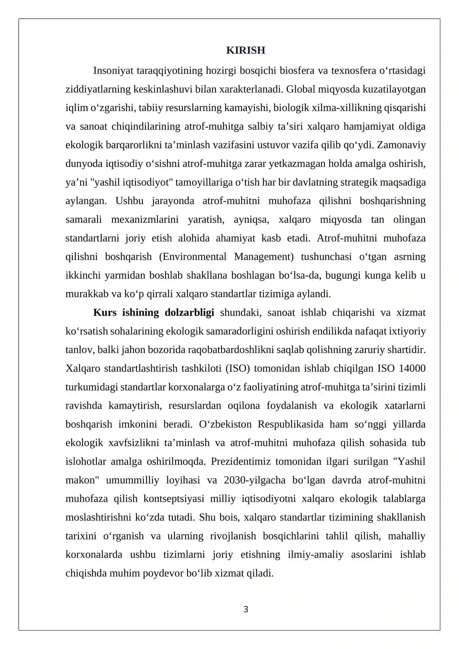 «Arof-muhitni muhofaza qilishni boshqarish bo‘yicha xalqaro standartlar tizimining rivojlanish bosqichlari» 3