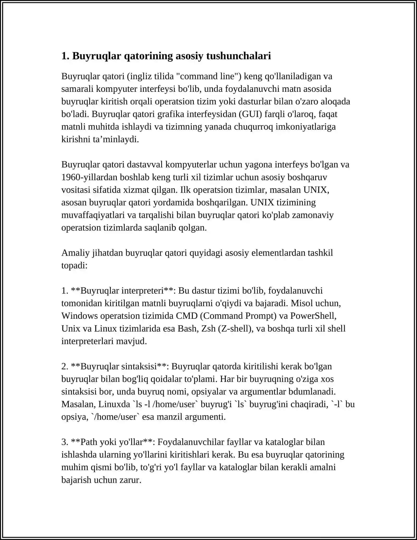 DASTURIY TA’MINOT BUYRUQLAR QATORI INTERFEYSI BILAN ISHLASH (WINDOWS MISOLIDA) 3