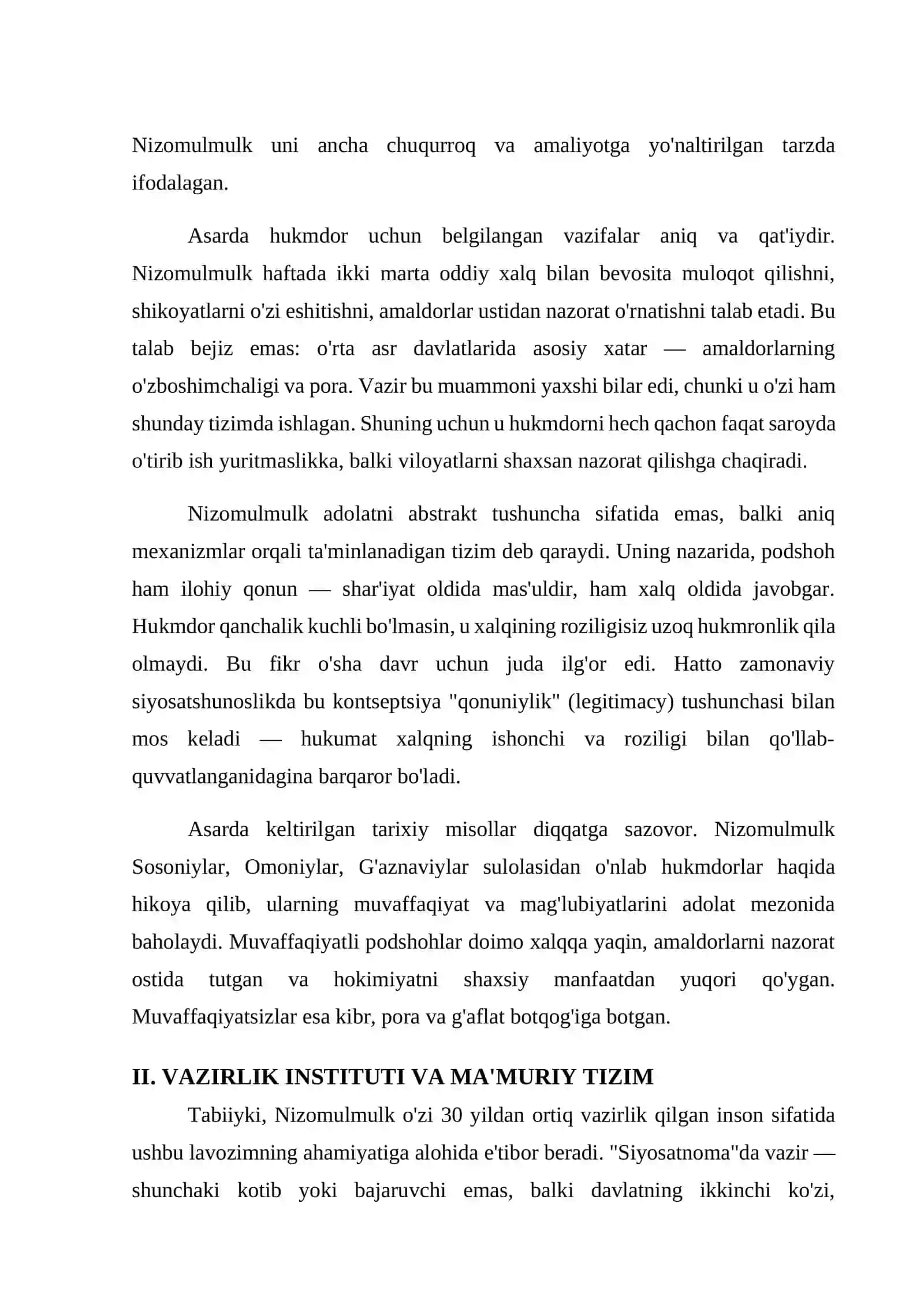 NIZOMULMULKNING "SIYOSATNOMA" ASARI BO'YICHA JAMIYAT BOSHQARUVIGA OID G'OYALARNI TAHLIL ETISH 3