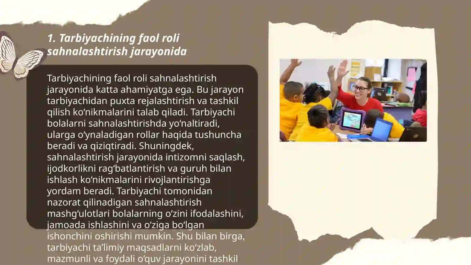 Tarbiyachining sahnalashtirish jarayonida 3