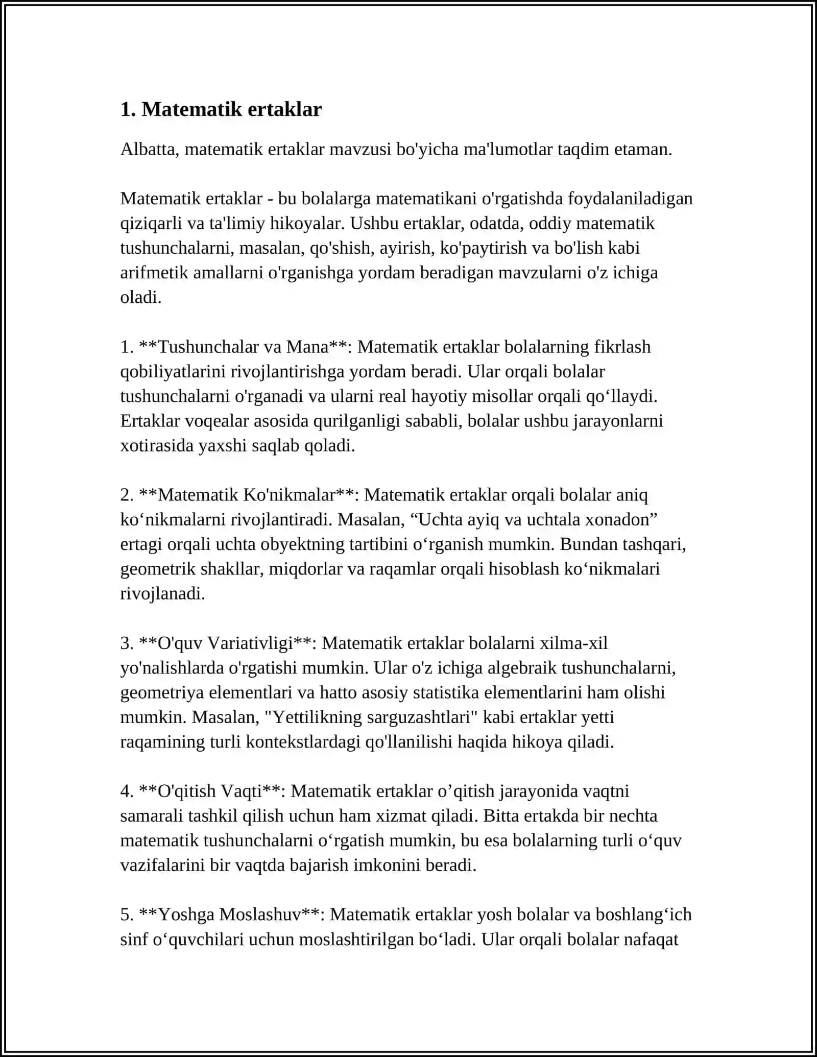 BOSHLANGʻICH SINFLARDA MATEMATIKADAN SINFDAN TASHQARI ISHLARNI TASHKIL QILISH TURLARI(2-SINF MISOLIDA) 3