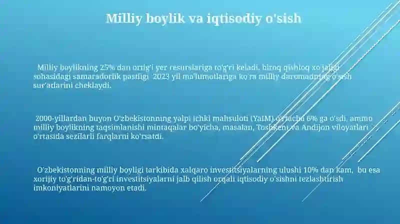 Iqtisodiy oʻsish va milliy boylik Milliy iqtisodiyotning muvozanati 3