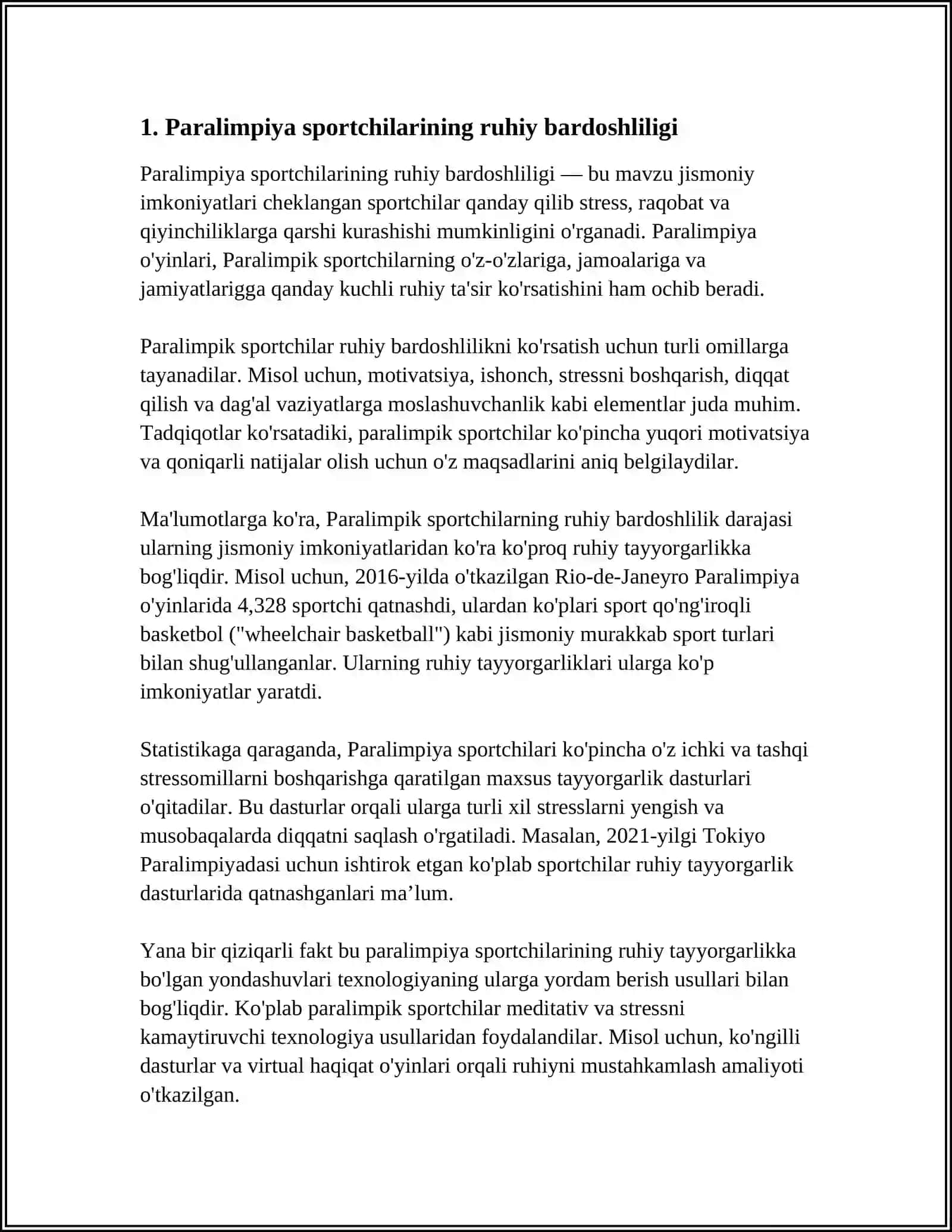 PARALIMPIYA SPORTCHILARINING MUSOBAQALARDA PSIXOLOGIK TAYYORGARLIGI 3