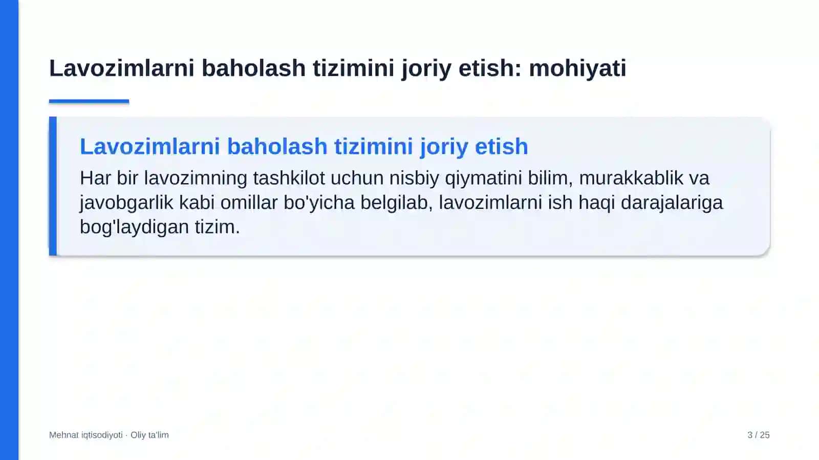 Mehnat iqtisodiyoti · Oliy ta'lim 3