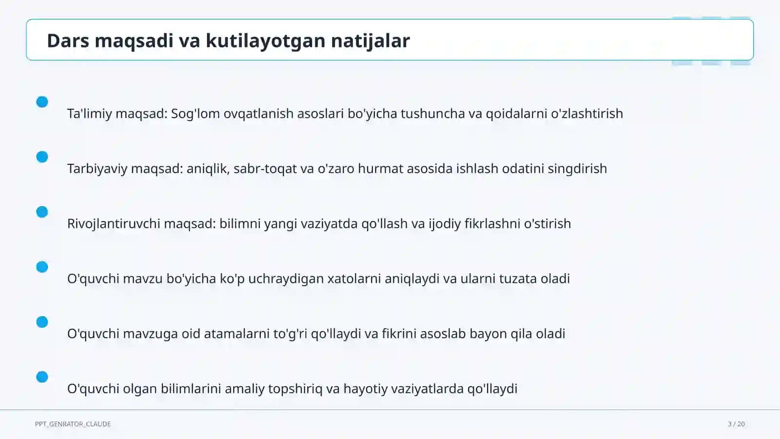 Sog'lom ovqatlanish asoslari (3-sinf) 3