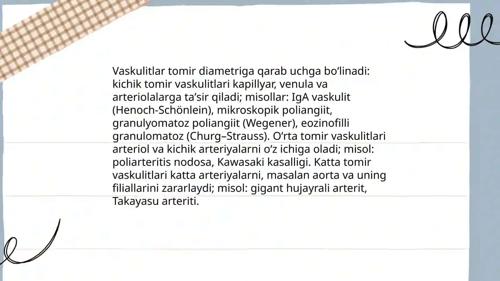 Vaskulitlar va tomir oʻsmalari 3