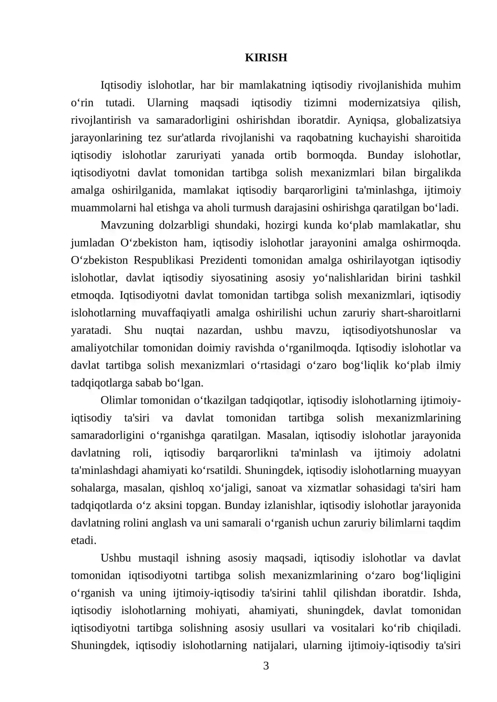 Iqtisodiy islohotlar va iqtisodiyotni davlat tomonidan tartibga solish mexanizimining shaklllanishi 3