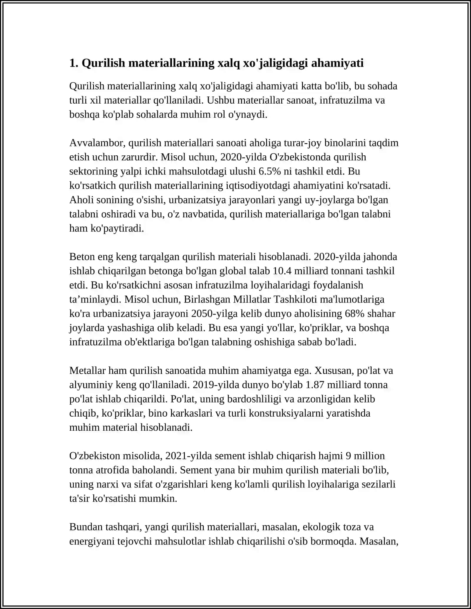Qurilish materiallarining xalq xo'jaligidagi mohiyati 3