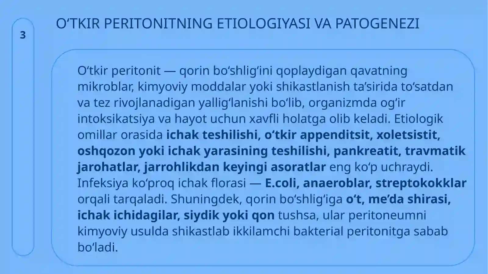 Oʻtkirperitonit, ichakoqmalari 3