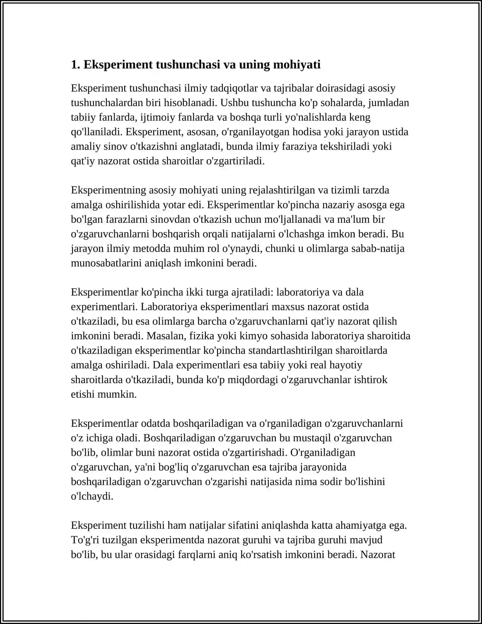EKSPREMENT O'TKAZISH EKSPERIMENTALAR UNING SHAXSI VA FAOLIYATI 3
