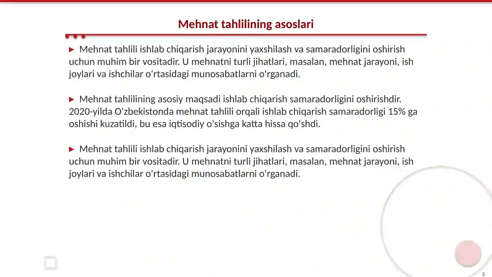 Mehnatning tahlili-ishlab chiqarish omili sifatida 3