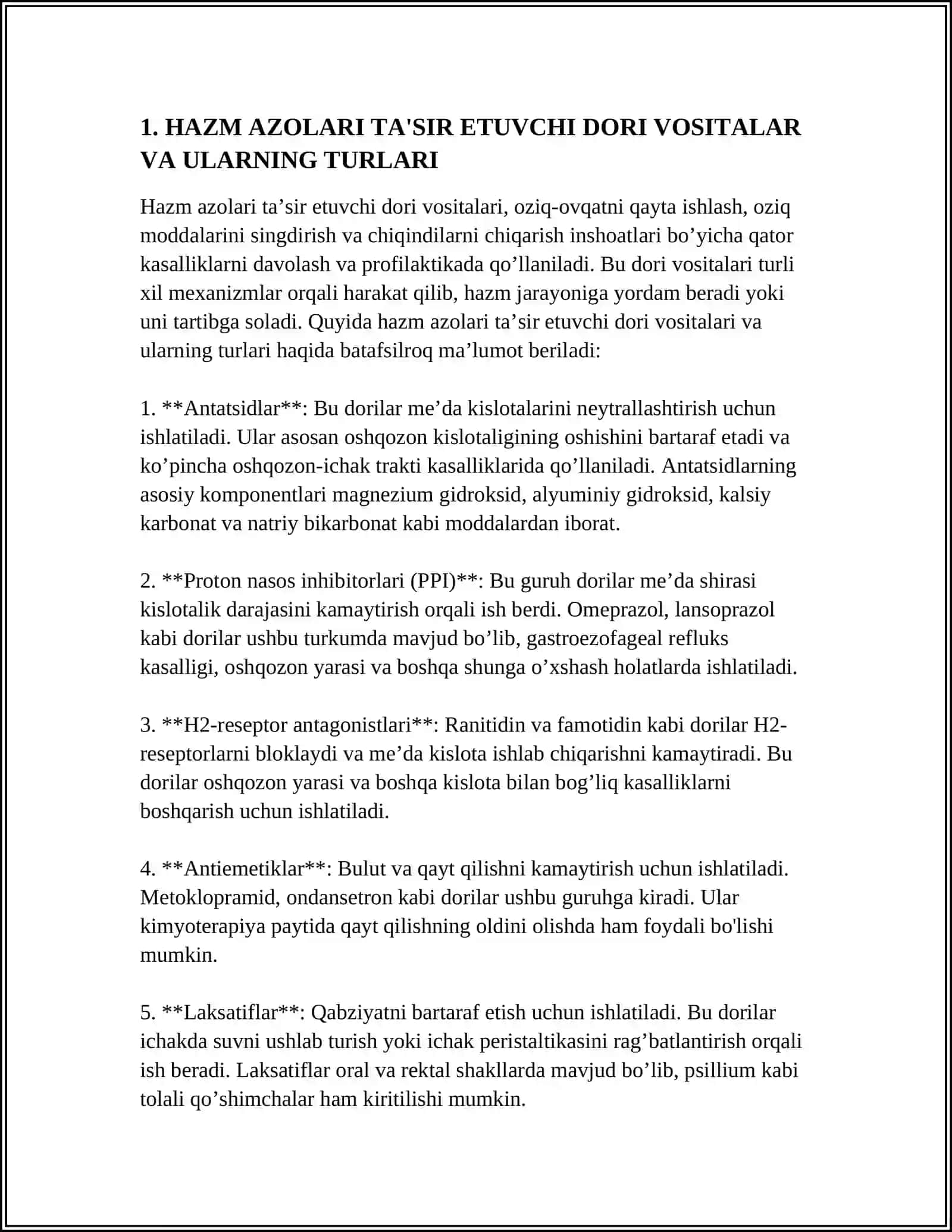 HAZM AZOLARI TA'SIR ETUVCHI DORI VOSITALAR 3