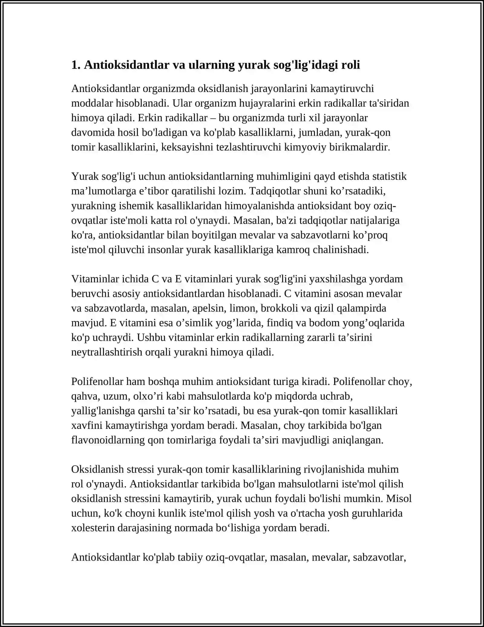 ANTIOKSIDANTLAR, ULARNING KLINIKADA YURAK GLIKOZIDLARINING KIMYOVIY TUZILISHI VA AHAMIYATI 3