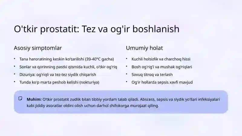 Prostatit: O'tkir va Surunkali Shakllari 3