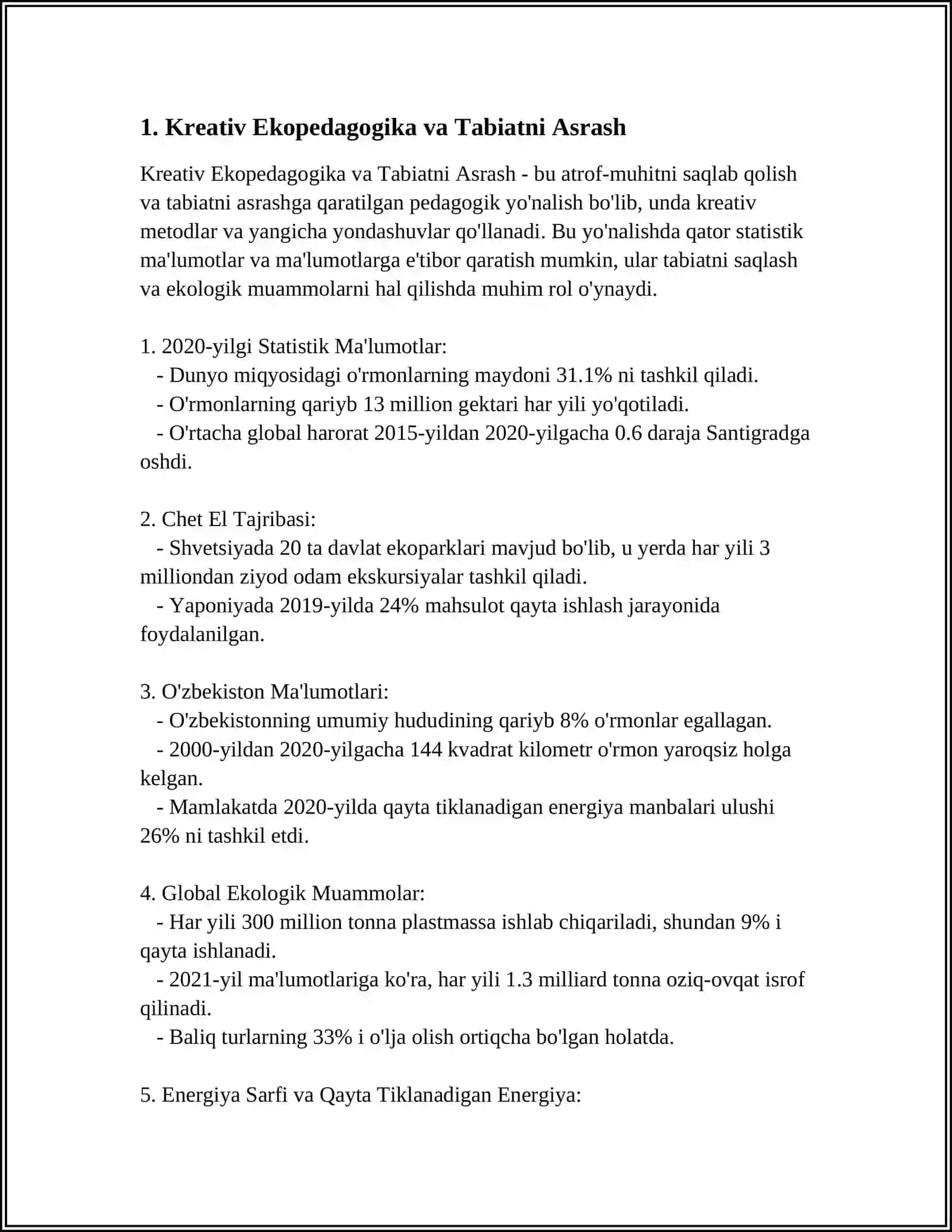 Kreativ Ekopedagogika va Tabiatni Asrash 3