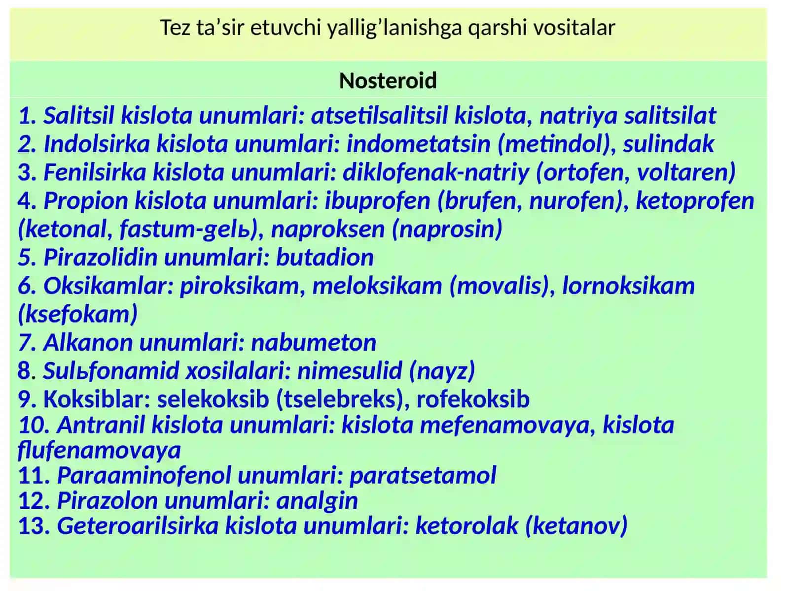 Tez taʼsir etuvchi yalligʼlanishga qarshi vositalar 3