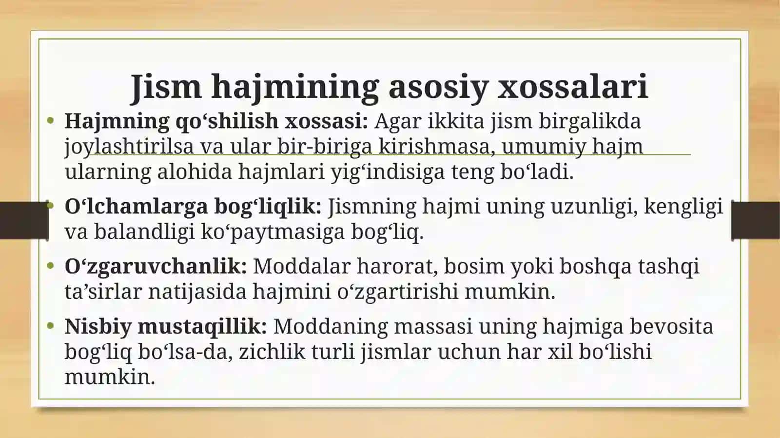 Jismning hajmini o‘lchash 3