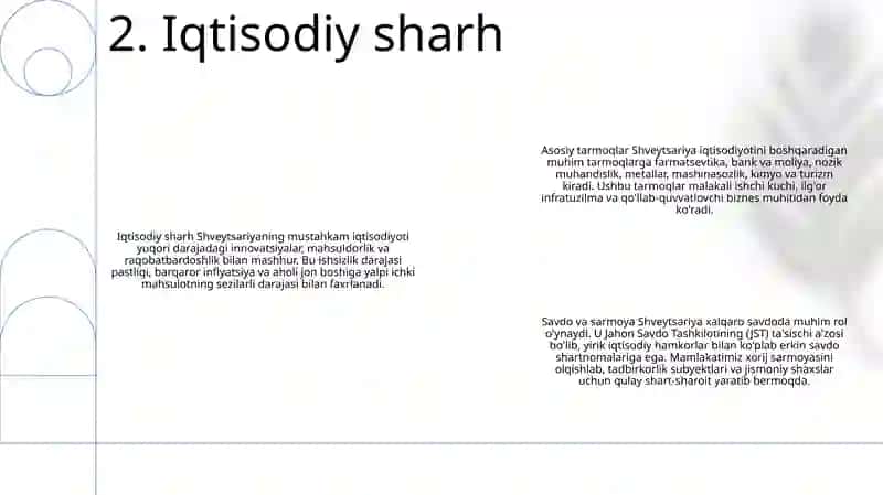 Tadbirkorlik Faoliyatini Rivojlantirishning Asosiy Yo’Nalishlari. Shveysariya 3