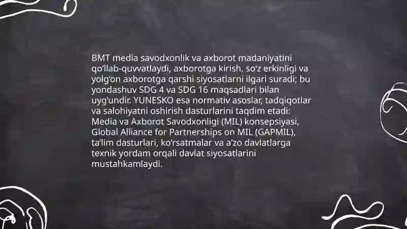 BMT va YUNESKOning media savodxonlik va axborot ma'daniyatiga munosabati 3