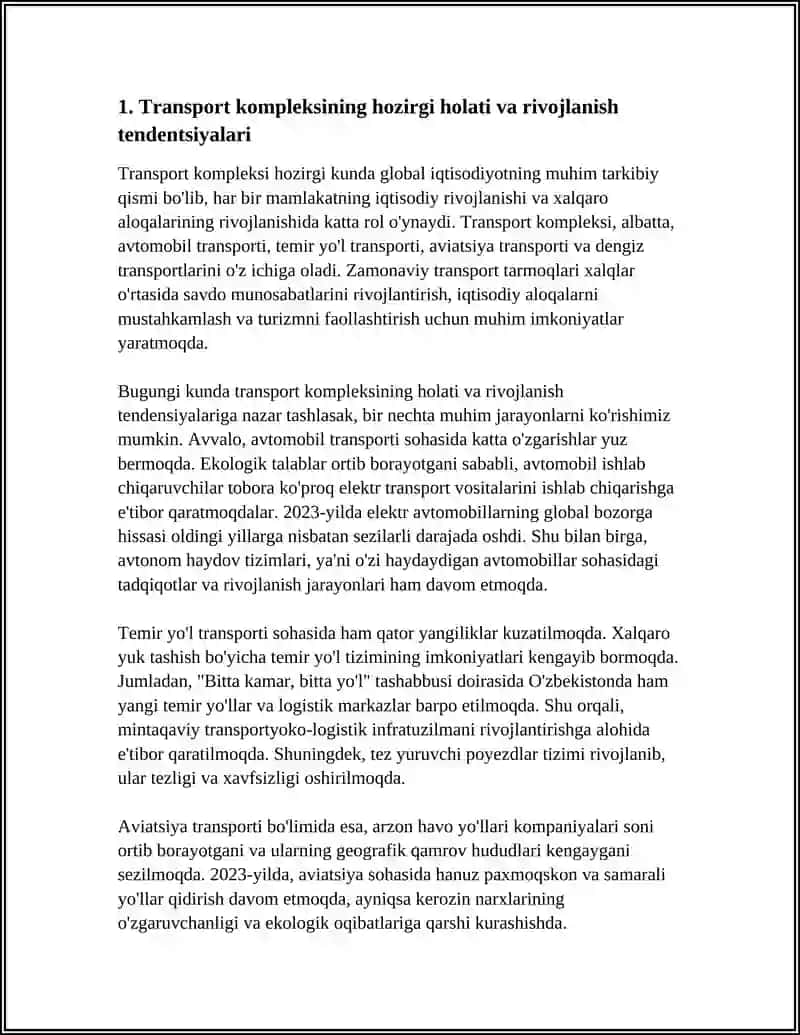 TRANSPORT KOMPLEKSI. TRANSPORT LOGISTIKASINI RIVOJLANTIRISH ISTIQBOLLARI 3
