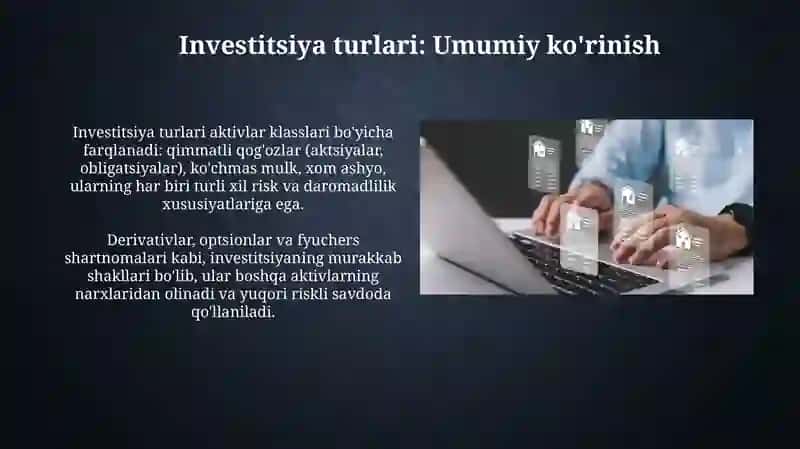 Moliyaviy investitsiyalar turlari va ularni baholash 3