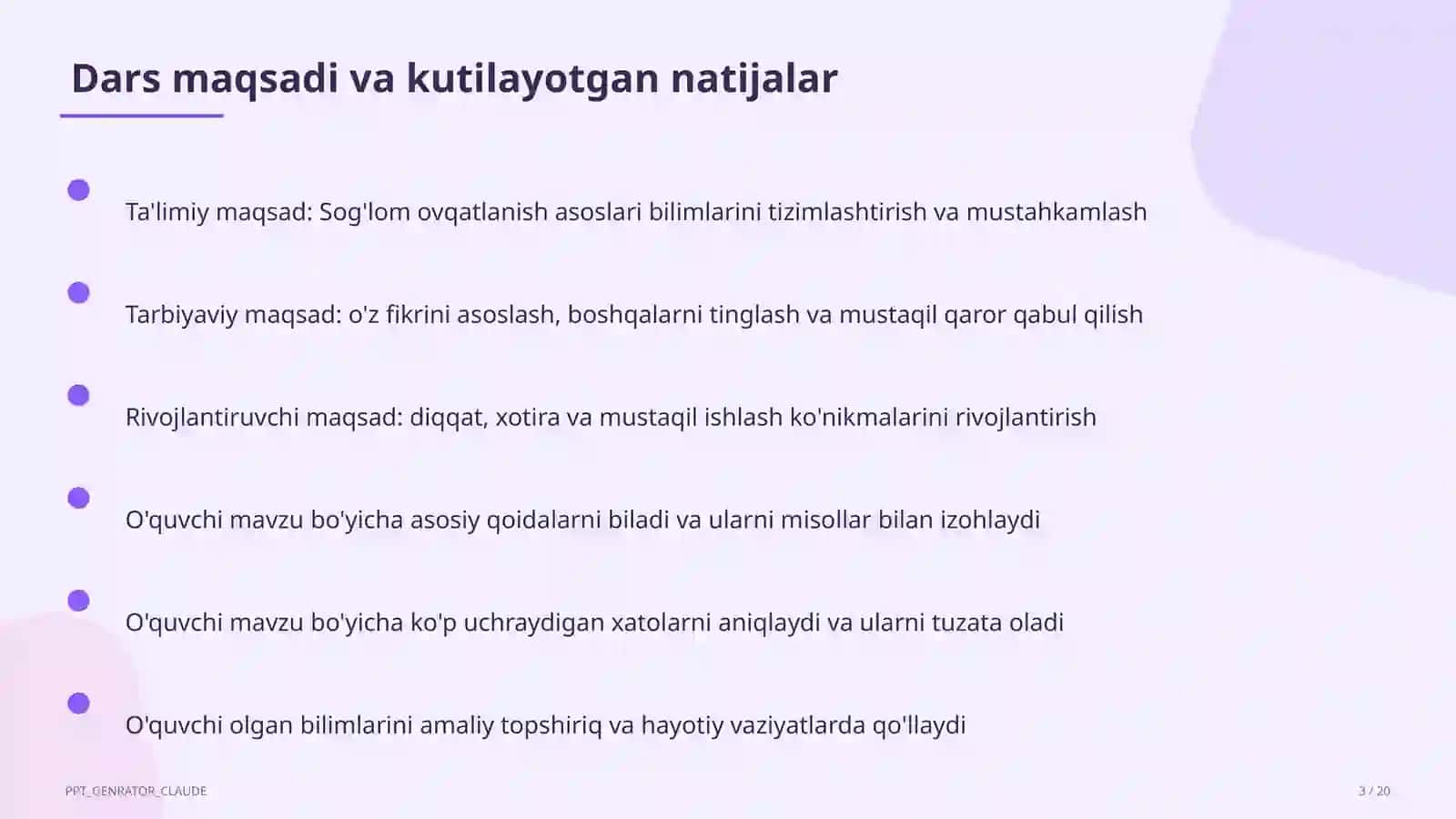 Sog'lom ovqatlanish asoslari (3-sinf) 3