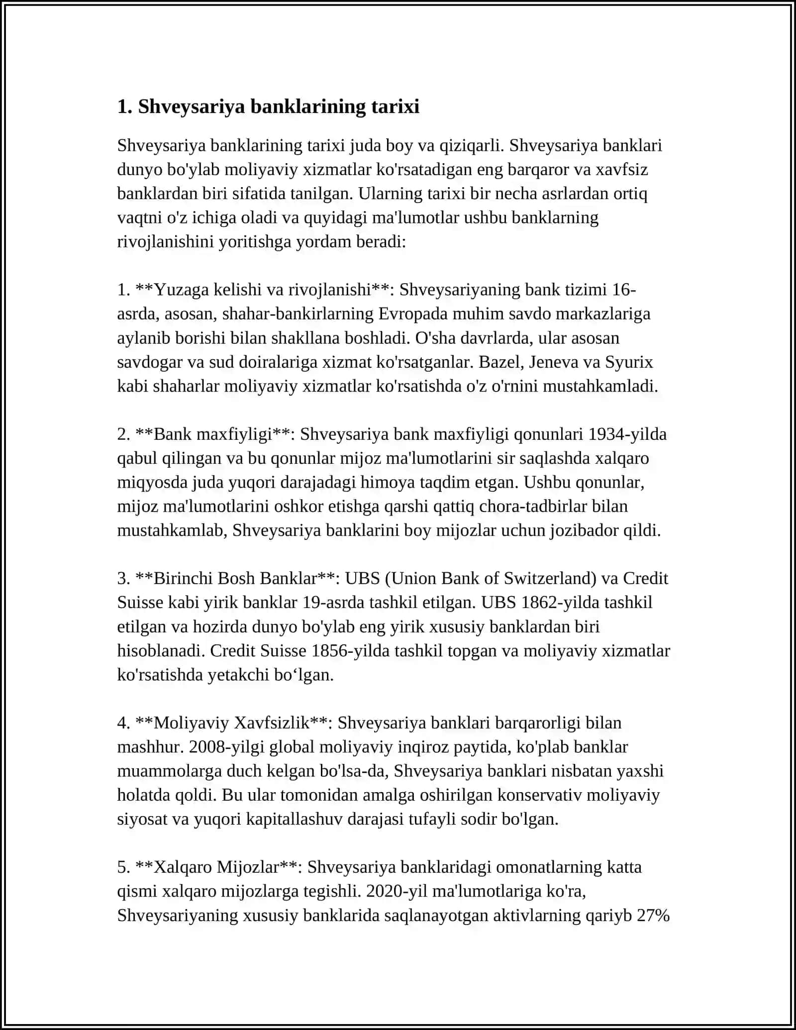 SHVETSARIYA BANKLARI 3