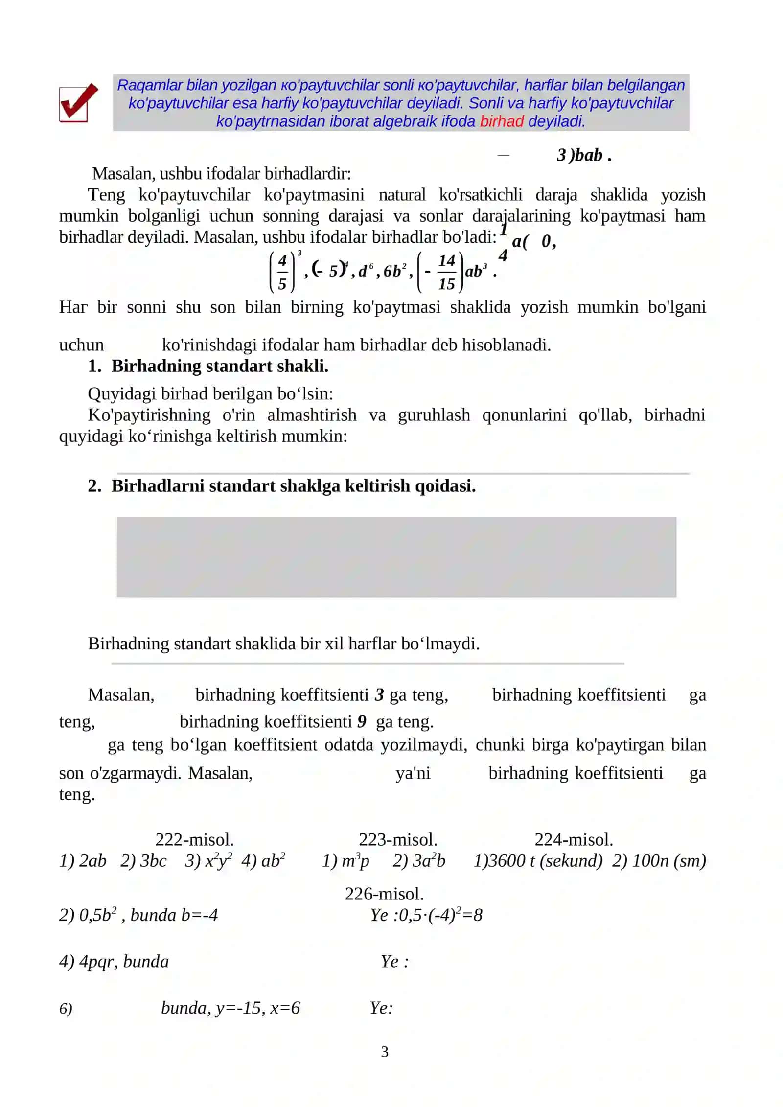 Birhad va uning standart shakli 3