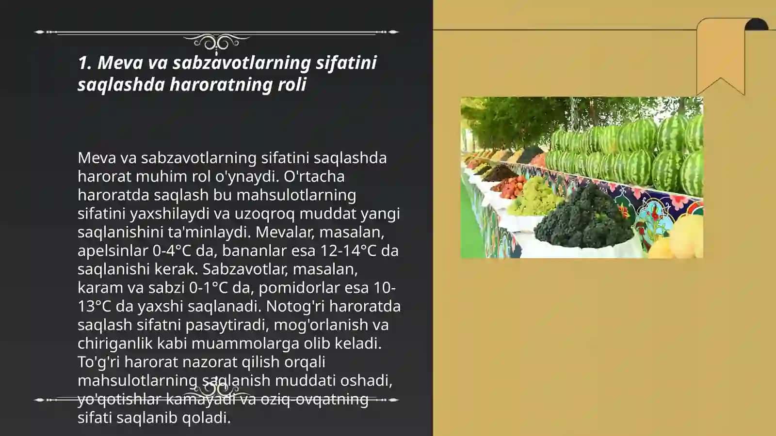 Meva sabzavotlarni saqlashda namlik va haroratning urni 3