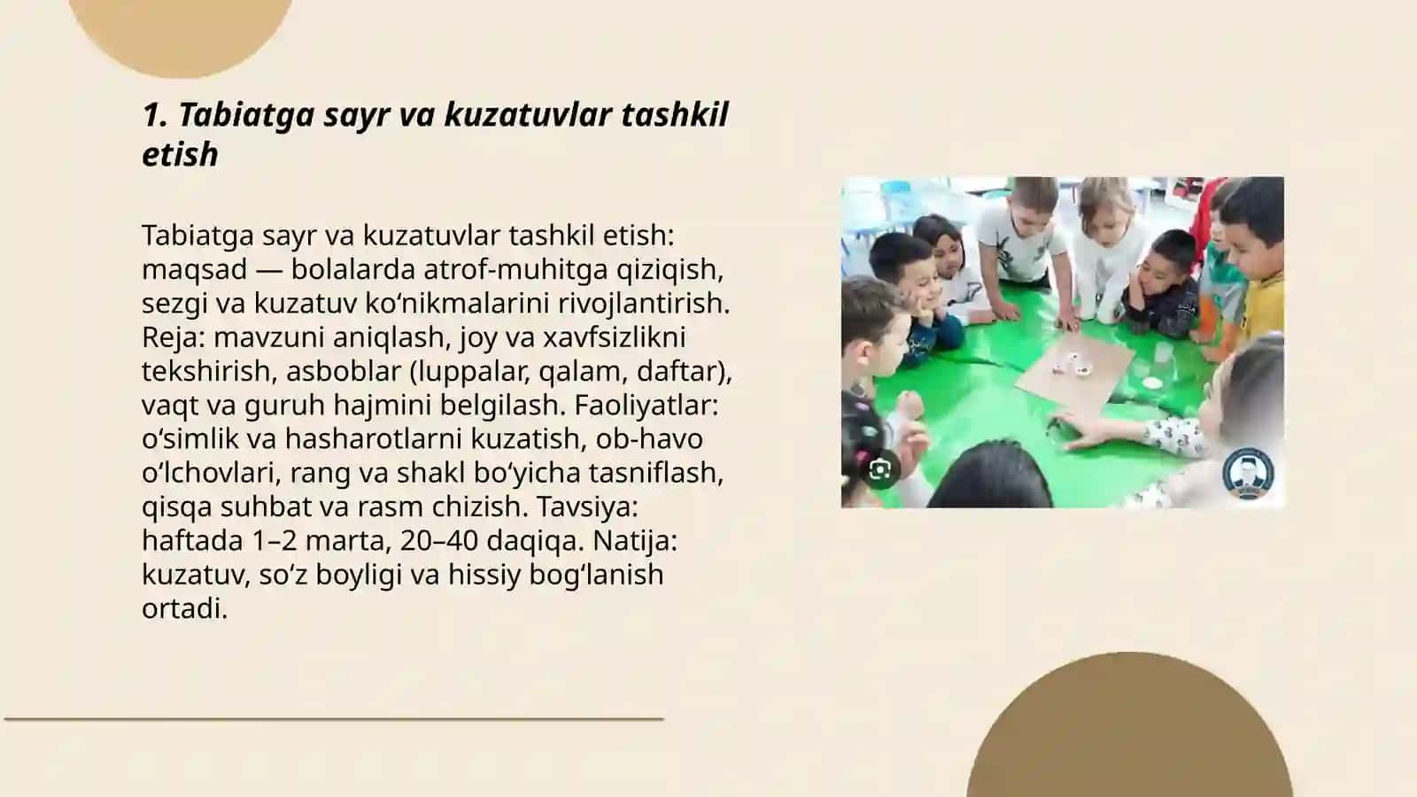 Maktabgacha yoshdagi bolalarning tabiat bilan tanishtirishning ish shakllari 3