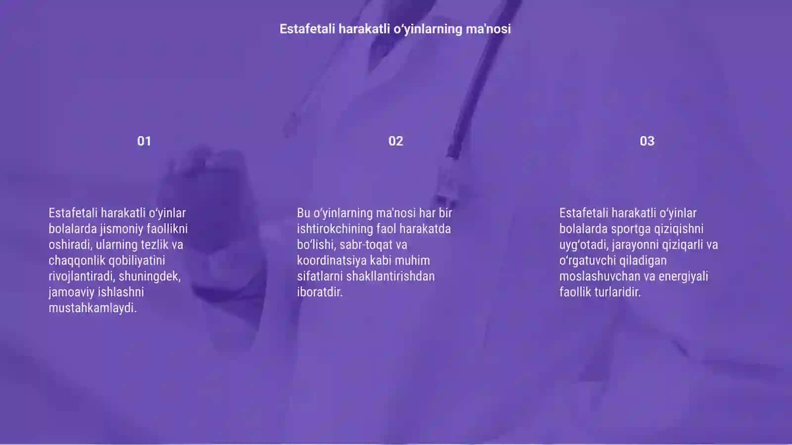 Estafetali harakatli oʻyinlarni oʻtkazish 3