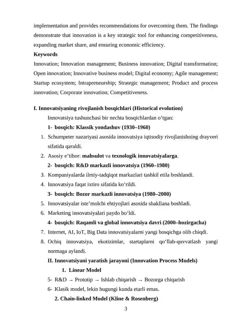 Biznes va menejmentda innovatsiyalar – kengaytirilgan ilmiy tahlil 3